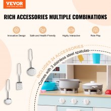 Juego de cocina VEVOR, juego de simulación de cocina para niños, 24 piezas, accesorios, color blanco