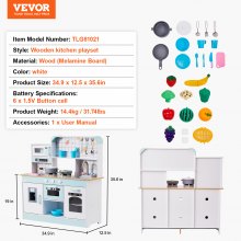 VEVOR Kitchen Playset Kids Pretend Cooking Play Toy 24 Piece Accessories White