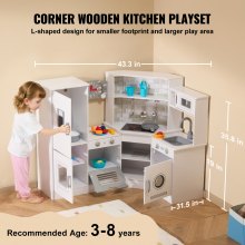 Juego de cocina VEVOR, juego de simulación de cocina para niños, 24 piezas, accesorios, color blanco