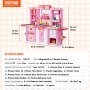 VEVOR Kitchen Playset Kids Pretend Cooking Play Toy 74 Piece Accessories Pink