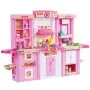 VEVOR Kids Kitchen Playset, 3-in-1 Toddler Kitchen with Simulated Spray, Sounds and Lights, Play Kitchen Set with 74 PCS Cooking Accessory Set for Toddlers, Preschoolers, Children Ages 3-8, Pink