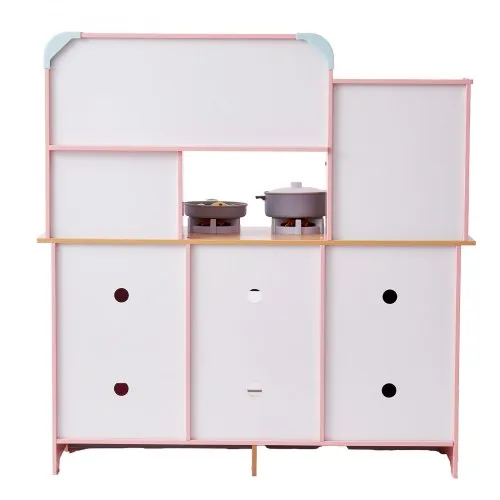 Giantex Ensemble de Cuisine pour Enfants, Jouet de Cuisine en Bois pour Faire Semblant de Cuisiner avec Son Simulé, Évier, Cuisinière, Réfrigérateur