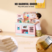 Juego de cocina VEVOR, juego de simulación de cocina para niños, 24 piezas, color rosa