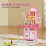 VEVOR Kitchen Playset Kids Pretend Cooking Play Toy 48 Piece Accessories Pink