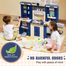 Juego de cocina VEVOR para niños, juego de simulación de cocina, 74 piezas, accesorios, color azul