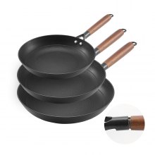 3 Piece Cast Iron Skillet Frying Pan Set 8 10 12 in Pre-Seasoned Nonstick Black