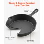VEVOR Cast Iron Skillet, 3 Pcs Frying Pan Set (160, 220, 265 mm), Heavy-Duty Skillets with Heat-Resistant Handle, Pre-Seasoned Chef's Pan, Kitchen Cookware, for Oven, Gas, Electrical, Induction, Black