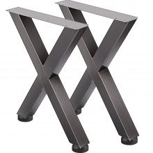 VEVOR Set of 2 Steel Table Legs, 28\'\'Height 24\'\'Wide Dining Table Legs, Heavy Duty 3.1\" Square Box Section X Frame Table Legs, 28x24x3.1 Inch Original Color Industrial Country Style Metal Dining