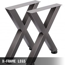 VEVOR Set of 2 Steel Table Legs, 28'Height 24'Wide Dining Table Legs, Heavy Duty 3.1" Square Box Section X Frame Table Legs, 28x24x3.1 Inch Original Color Industrial Country Style Metal Dining Legs