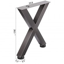 Pieds de table 28,4" pouces X forme table à manger bureau 2pc métal inoxydable robuste