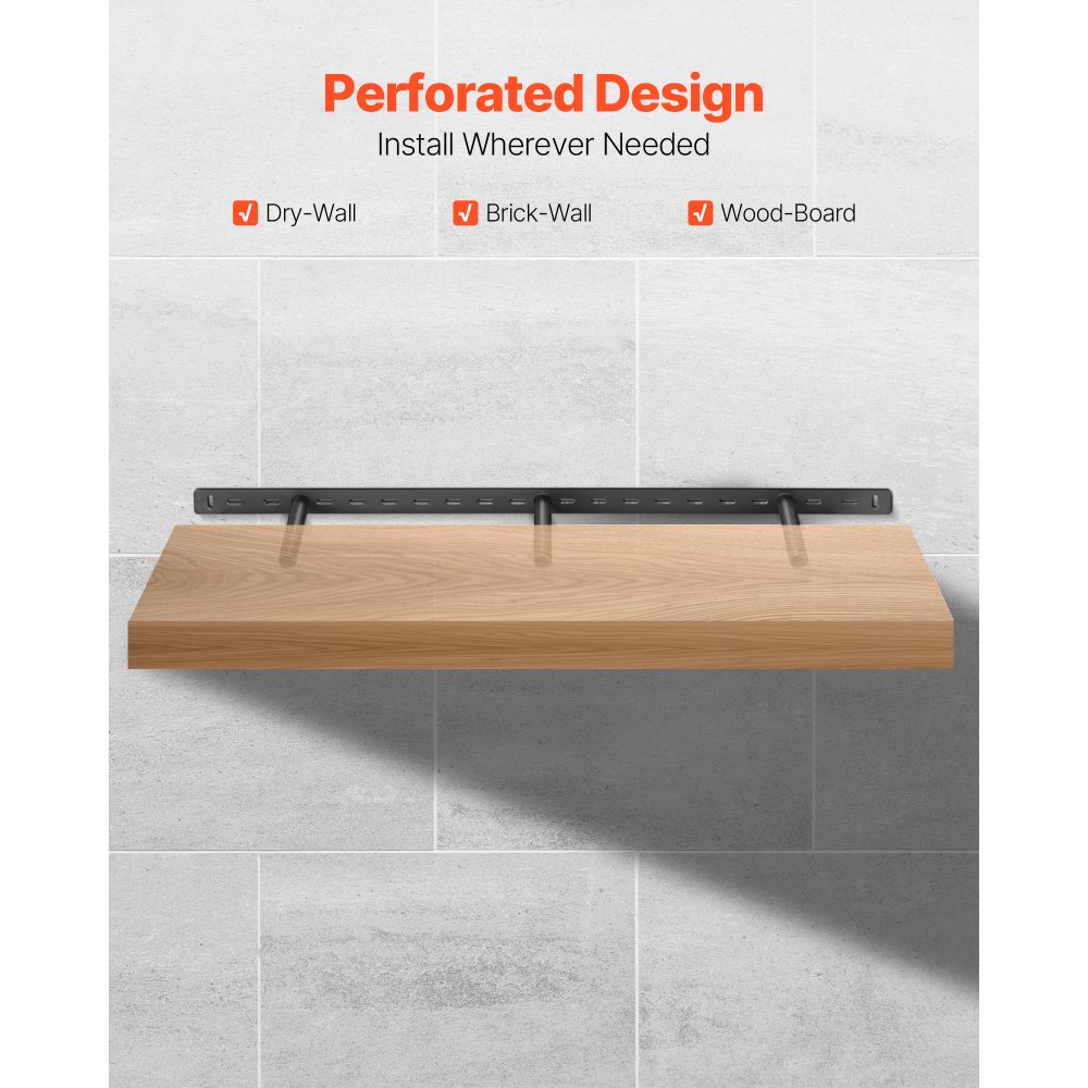 VEVOR Floating Shelf Bracket 1 Pack, 190 lbs/86 kg Weight Capacity, 34x6.2x1.5 inch / 863.6x157.4x38.1 mm, Heavy Duty Hidden Shelf Brackets Support, Wall Mounting Invisible Floating Shelves Bracket