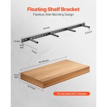 1 Pack Shelf Bracket 43 inch / 1092.2 mm Heavy Duty Floating Shelf Bracket