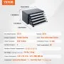 VEVOR Drill Bit Dispenser Cabinet, Five-Drawer Drill Bit Organizer Cabinet for #1 to #60 Steel Drill Dispenser Organizer Cabinet with Labels, Stackable Drill Dispenser for Drill Bit Storage