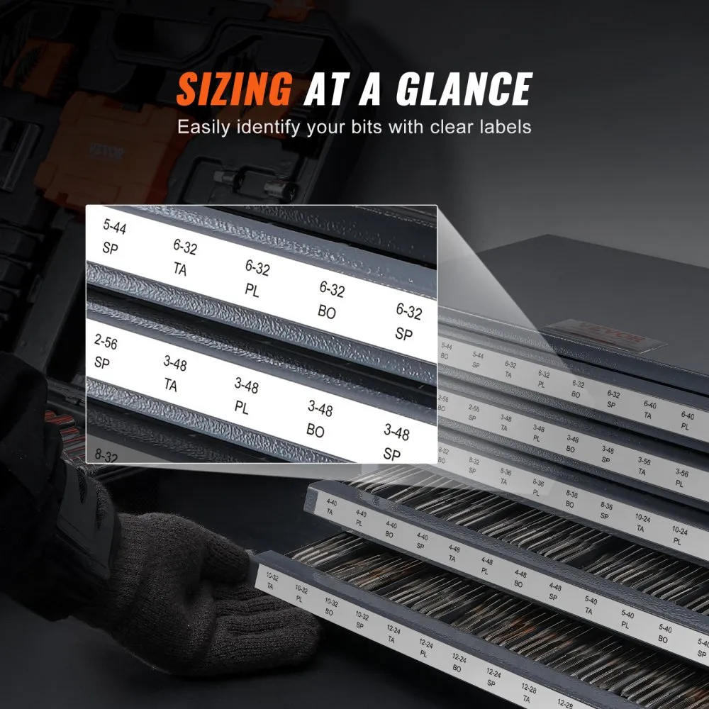 VEVOR Tap Dispenser Cabinet, Five-Drawer Tap Organizer Cabinet for #2-56-#12-28 Steel Tap Dispenser Organizer Cabinet with Labels, 60-Compartment Stackable Tap Cabinet for Tap Storage