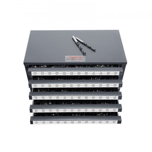 VEVOR 5-Drawer Drill Bit Organizer Cabinet – Stackable Steel Storage For 33/64 To 63/64 Drill Bits With Labels