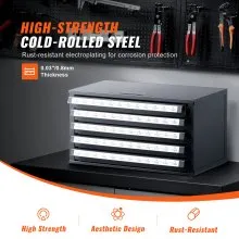 VEVOR Drill Bit Dispenser Cabinet, Five-Drawer Drill Bit Organizer Cabinet for 33/64" to 63/64" Steel Drill Dispenser Organizer Cabinet with Labels, Stackable Drill Dispenser for Drill Bit Storage