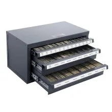 VEVOR Tap Dispenser Cabinet, Three-Drawer Tap Organizer Cabinet for 3mm-24mm Steel Tap Dispenser Organizer Cabinet with Labels, 29-Compartment Stackable Tap Cabinet for Tap Storage