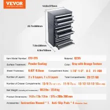VEVOR Drill Bit Dispenser Cabinet, 3 Pieces Three-Drawer for 1/16" to 1/2" & Letter Sizes A to Z, Five-Drawer Drill Bit Organizer for Wire Gauge Sizes #1 to #60, Stackable for Drill Bit Storage