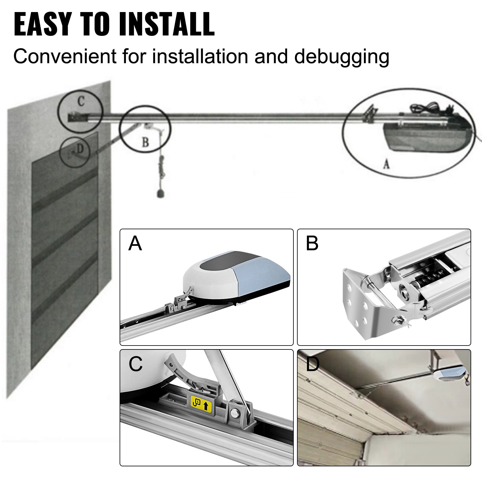 VEVOR Roller Door Opener 1000N Garage Door Opener Operator Full Kit 120W Remote Control Electric 800N Automatic Gate Openers Sliding Gates Kit