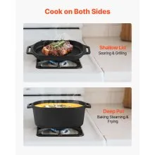 Enameled Cast Iron Dutch Oven Heavy-Duty Cookware with Lid Handles 3.5 Qt Black