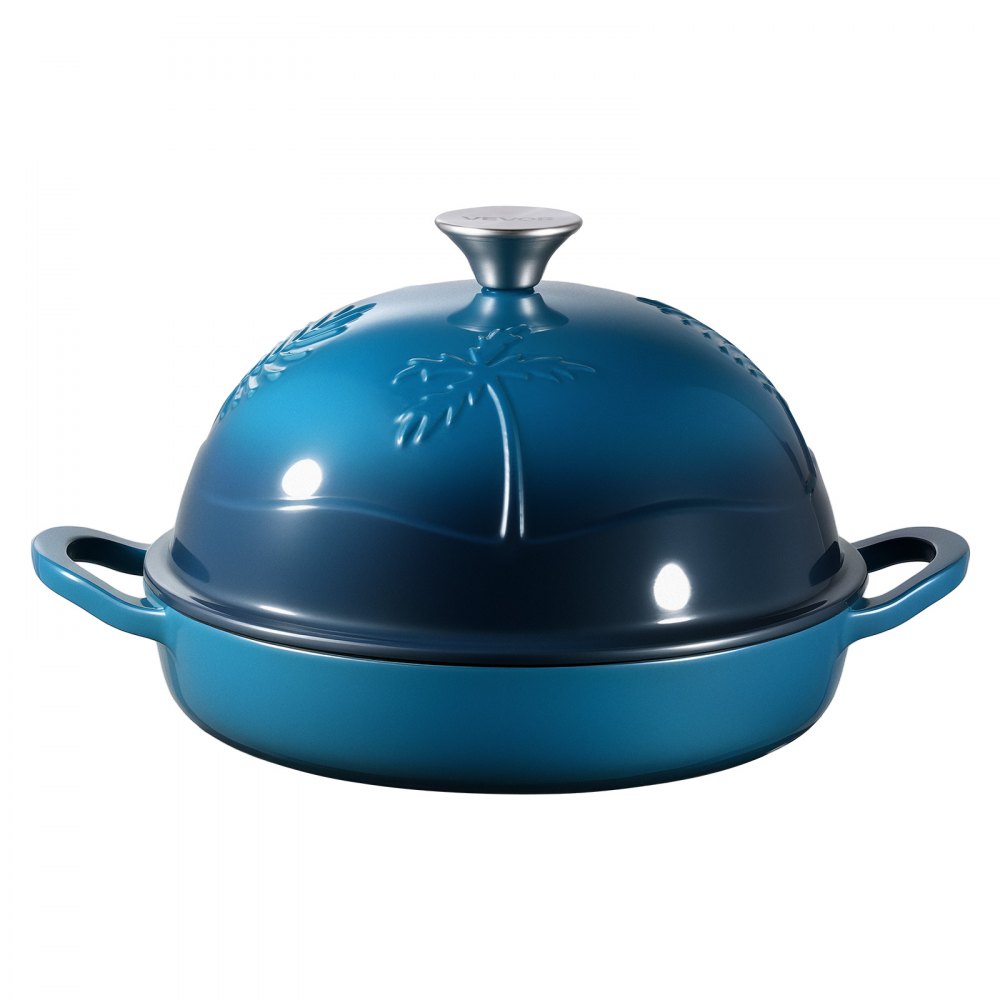 VEVOR Enameled Cast Iron Dutch Oven, 4.7L Pot for Sourdough Bread Baking, Heavy-Duty Cookware Pan with Lid and Dual Handles, Oven Induction Compatible up to 260 ℃, for Cooking Roasting