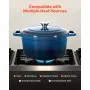 VEVOR Enameled Cast Iron Dutch Oven, 5.7L Pot with Lid and Dual Handles, Heavy-Duty Durable Cookware Pan, Oven Induction Compatible up to 260 ℃, for Braising, Stews, Roasting, Bread Baking, Blue