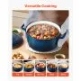 VEVOR Enameled Cast Iron Dutch Oven, 5.7L Pot with Lid and Dual Handles, Heavy-Duty Durable Cookware Pan, Oven Induction Compatible up to 260 ℃, for Braising, Stews, Roasting, Bread Baking, Blue