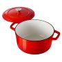 VEVOR Enameled Cast Iron Dutch Oven, 5.7L Pot with Lid and Dual Handles, Heavy-Duty Durable Cookware Pan, Oven Induction Compatible up to 260 ℃, for Braising, Stews, Roasting, Bread Baking, Red