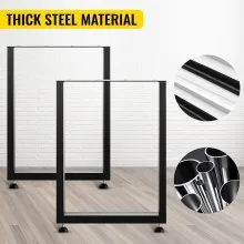 VEVOR Black Metal Table Legs Set of 2 Steel Table Legs 28x23 Inch Dining Table Legs Office Table Legs Computer Desk Legs Steel Bench Legs Country Style Table Legs DIY Furniture Legs