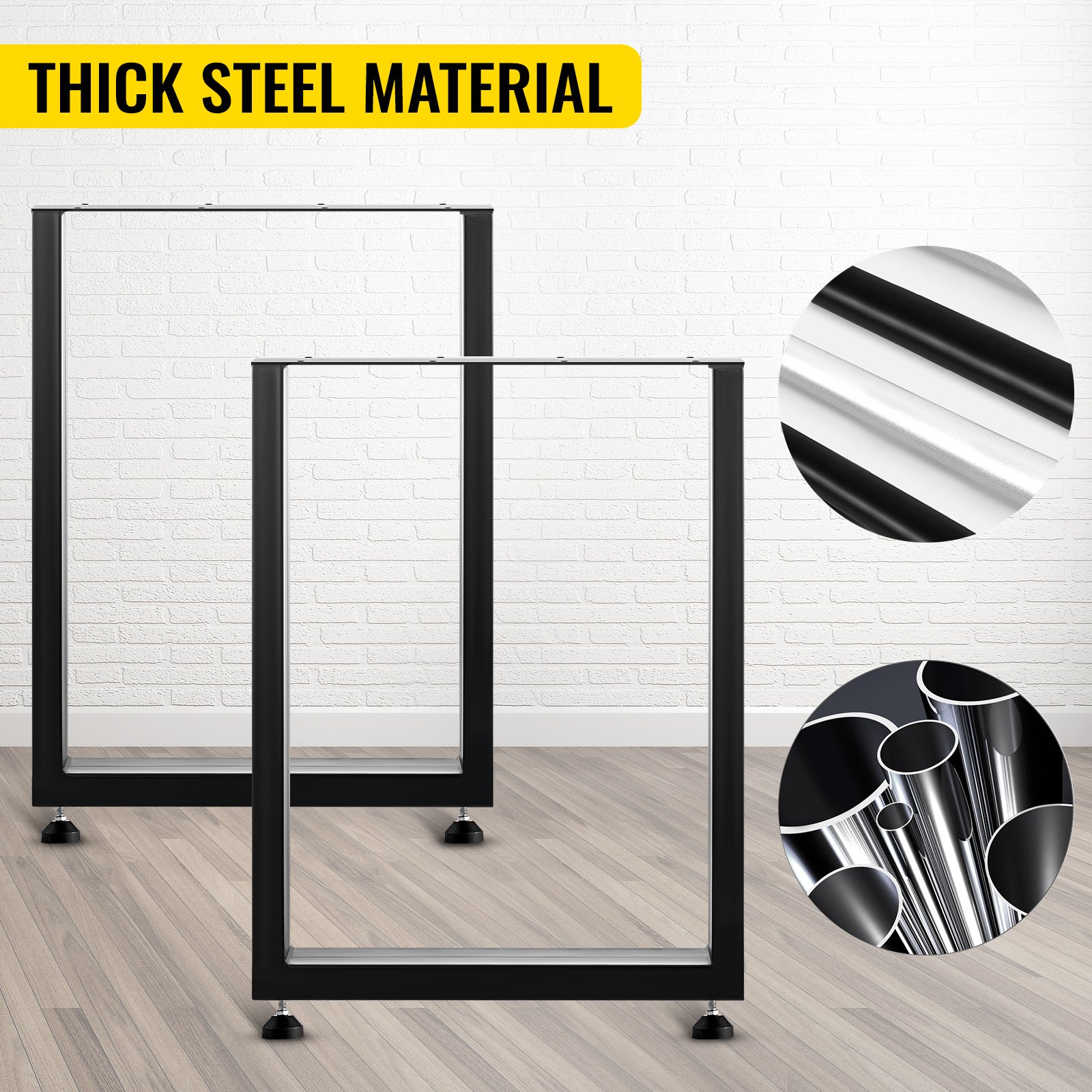 VEVOR Black Metal Table Legs Set of 2 Steel Table Legs 72 x 60cm Dining Table Legs Office Table Legs Computer Desk Legs Steel Bench Legs Country Style Table Legs DIY Furniture Legs