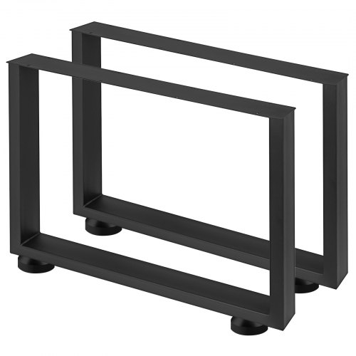 VEVOR Set of 2 Steel Table Legs, 28''Height 31''Wide Dining Table Legs, Heavy Duty 3.1" Width Box Section Square Table Legs, 28x31x3.1 Inch Black Color Industrial Country Style Metal Dining Legs