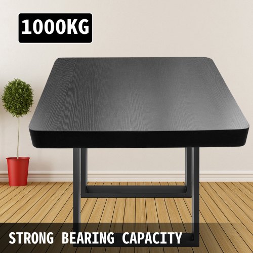 VEVOR Set of 2 Steel Table Legs, 28''Height 35''Wide Dining Table Legs, Heavy Duty 3.1" Width Box Section Square Table Legs, 28x35x3.1 Inch Black Color Industrial Country Style Metal Dining Legs