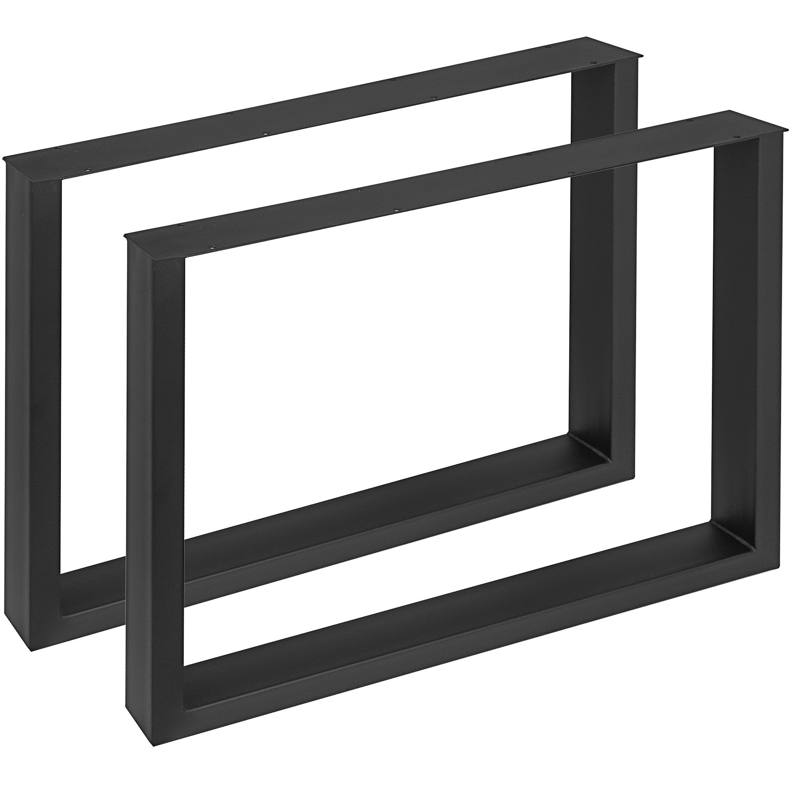VEVOR Set of 2 Steel Table Legs, 28''Height 35''Wide Dining Table Legs, Heavy Duty 3.1" Width Box Section Square Table Legs, 28x35x3.1 Inch Black Color Industrial Country Style Metal Dining Legs