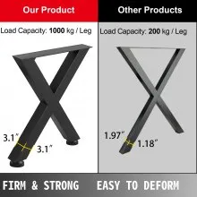 VEVOR Metal Table Legs 28.3 x 23.6 Inch Black Table Legs Premium steel table legs with X-frame style Steel Bench Legs Country Style Table Legs Furniture Leg Perfect for Coffee Store Home Office Bar
