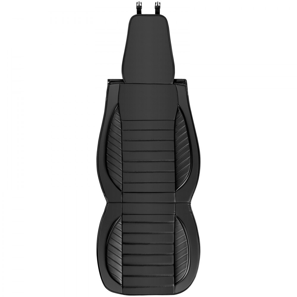 black VEVOR car seat cover with ergonomic design and headrest, featuring horizontal stitching.