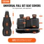 VEVOR Seat Covers, Universal Car Seat Covers Full Set Seats, Front and Rear Seat, 9pcs Faux Leather Seat Cover, Semi-enclosed Design, Detachable Headrest and Airbag Compatible, for Most Car SUV Truck