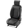 black VEVOR car seat covers featuring sleek design, horizontal stitching, and integrated headrest.