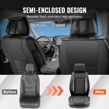 VEVOR Seat Covers, Universal Car Seat Covers Full Set Seats, Front and Rear Seat, 9pcs Faux Leather Seat Cover, Semi-enclosed Design, Detachable Headrest and Airbag Compatible, for Most Car SUV Truck