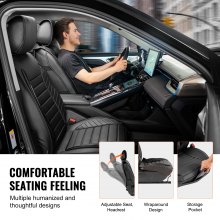 VEVOR Seat Covers, Universal Car Seat Covers Full Set Seats, Front and Rear Seat, 9pcs Faux Leather Seat Cover, Semi-enclosed Design, Detachable Headrest and Airbag Compatible, for Most Car SUV Truck