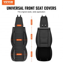 Capas de assento VEVOR, capas de assento de carro universais, assentos dianteiros, 2 peças de capa de assento de couro sintético, design semifechado, encosto de cabeça removível e compatível com airbag, para a maioria dos carros, SUVs e caminhões pretos