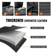 VEVOR Seat Covers, Universal Car Seat Covers Front Seats, 2pcs Faux Leather Seat Cover, Semi-enclosed Design, Detachable Headrest and Airbag Compatible, for Most Cars SUVs and Trucks Black