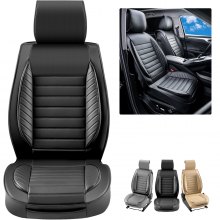 VEVOR Seat Covers, Universal Car Seat Covers Front Seats, 2pcs Faux Leather Seat Cover, Semi-enclosed Design, Detachable Headrest and Airbag Compatible, for Most Cars SUVs and Trucks Black