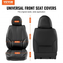 VEVOR Seat Covers, Universal Car Seat Covers Front Seats, 6pcs Faux Leather Seat Cover, Full Enclosed Design, Detachable Headrest and Airbag Compatible, for Most Cars SUVs and Trucks Black