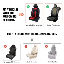 Huse pentru scaune VEVOR, huse universale pentru scaune auto pentru scaune din față, 6 bucăți huse pentru scaune din piele artificială, design complet închis, tetiera detașabilă și compatibilă cu airbag, pentru majoritatea mașinilor SUV-uri și camioane negru