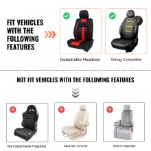 VEVOR Seat Covers, Universal Car Seat Covers Front Seats, 6pcs Faux Leather Seat Cover, Full Enclosed Design, Detachable Headrest and Airbag Compatible, for Most Cars SUVs and Trucks Black