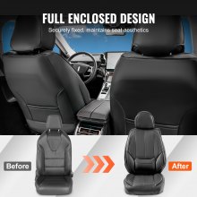 VEVOR Seat Covers, Universal Car Seat Covers Full Set Seats, Front and Rear Seat, 13pcs Faux Leather Seat Cover, Full Enclosed Design, Detachable Headrest and Airbag Compatible, for Most Car SUV Truck