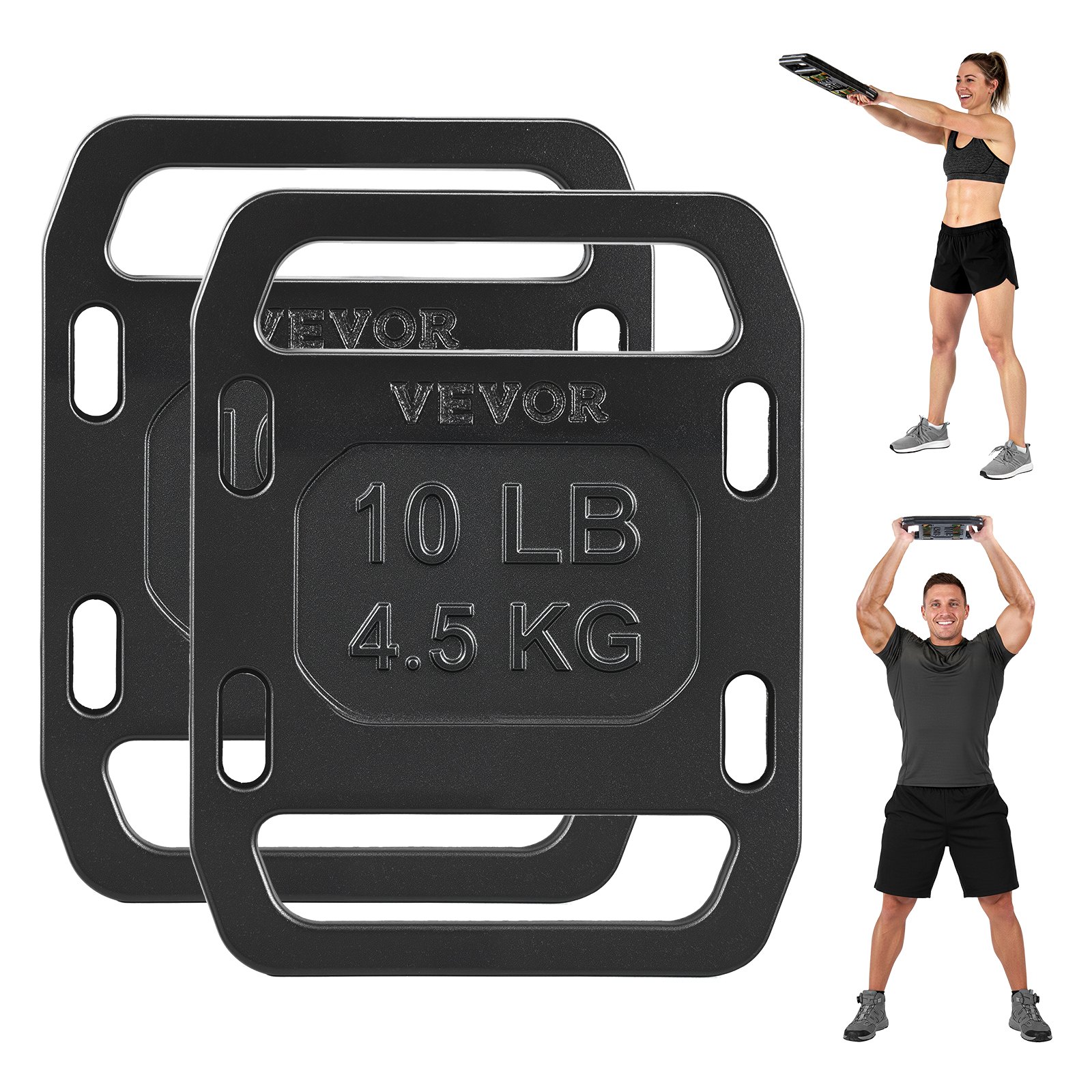 VEVOR Cast Iron Ruck Weights for Backpack, 10LB Pair Ruck Plate, Weight Plate with Smooth Handle, Textured Finish for Rucking, Hiking, Swings, Strength Training, Weightlifting, Fitness Workout