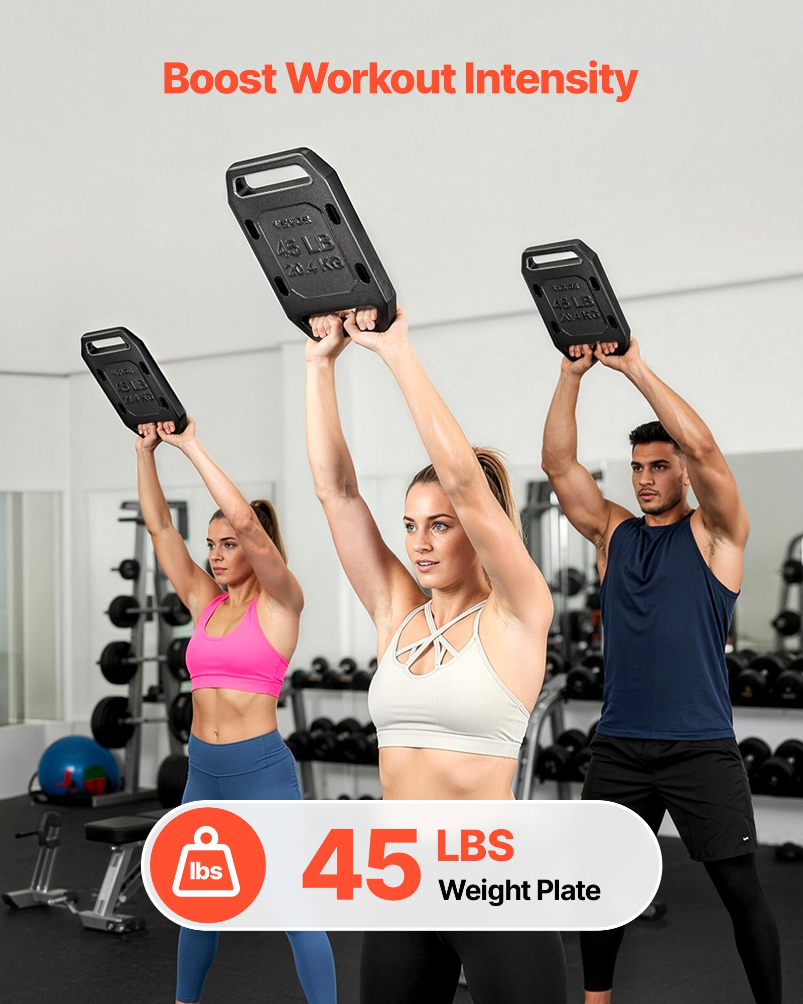 VEVOR Cast Iron Ruck Weights for Backpack, 45LB Single Ruck Plate, Weight Plate with Smooth Handle, Textured Finish for Rucking, Hiking, Swings, Strength Training, Weightlifting, Fitness Workout