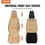 VEVOR Seat Covers, Universal Car Seat Covers Front Seats, 2pcs Faux Leather Seat Cover, Semi-enclosed Design, Detachable Headrest and Airbag Compatible, for Most Cars SUVs and Trucks Beige