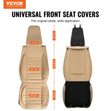 Capas de assento VEVOR, capas de assento de carro universais, bancos dianteiros, 2 peças de capa de assento de couro sintético, design semifechado, encosto de cabeça removível e compatível com airbag, para a maioria dos carros, SUVs e caminhões, bege